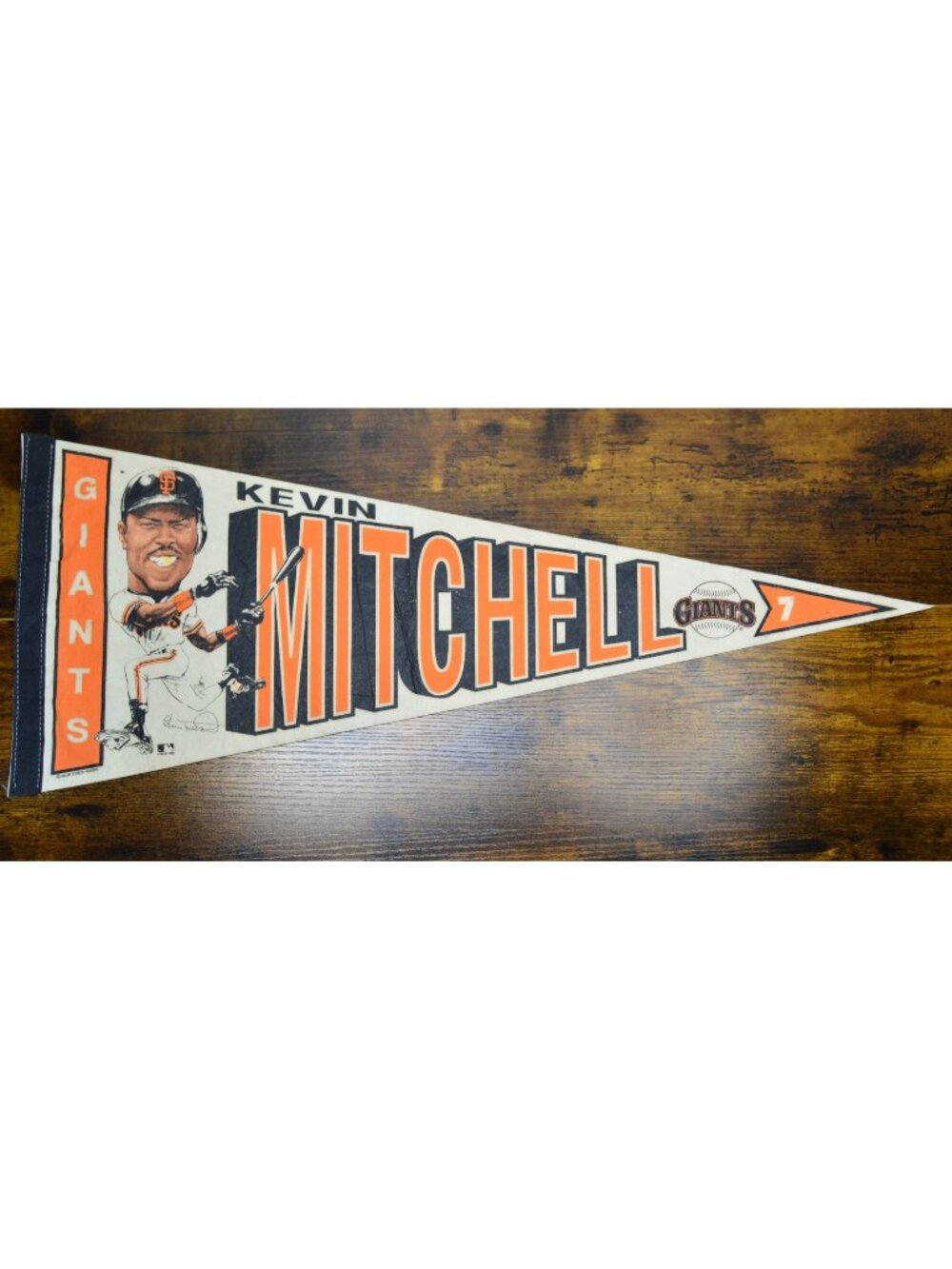 Kevin Mitchell #7 San Francisco Giants Vintage MLB Pennant 29.5 inches damaged